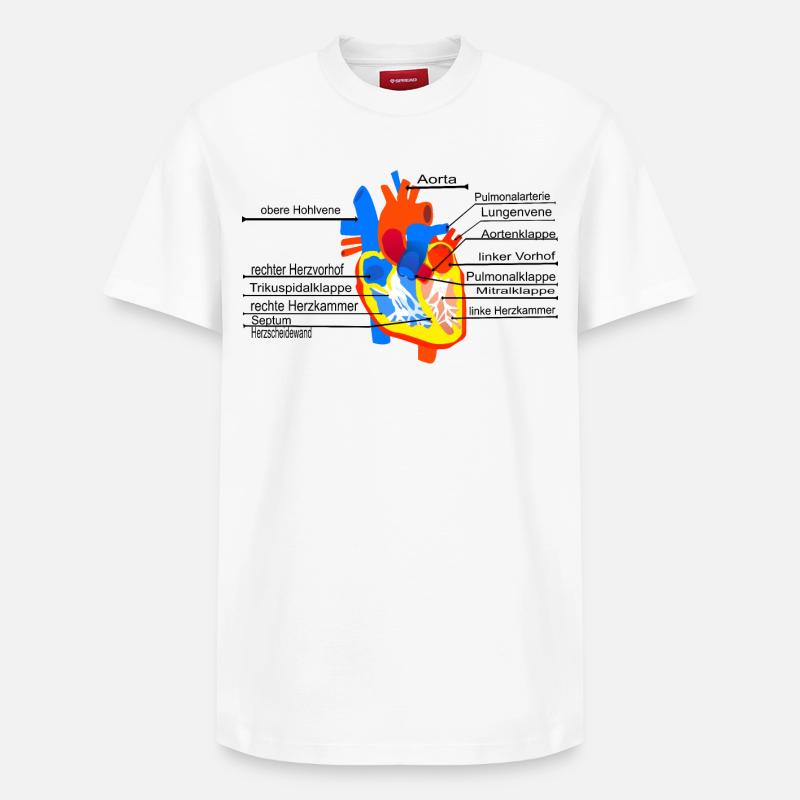 Coeur anatomique, Cor, - T-shirt unisexe décontracté en coton Supima – de SPREAD - blanc