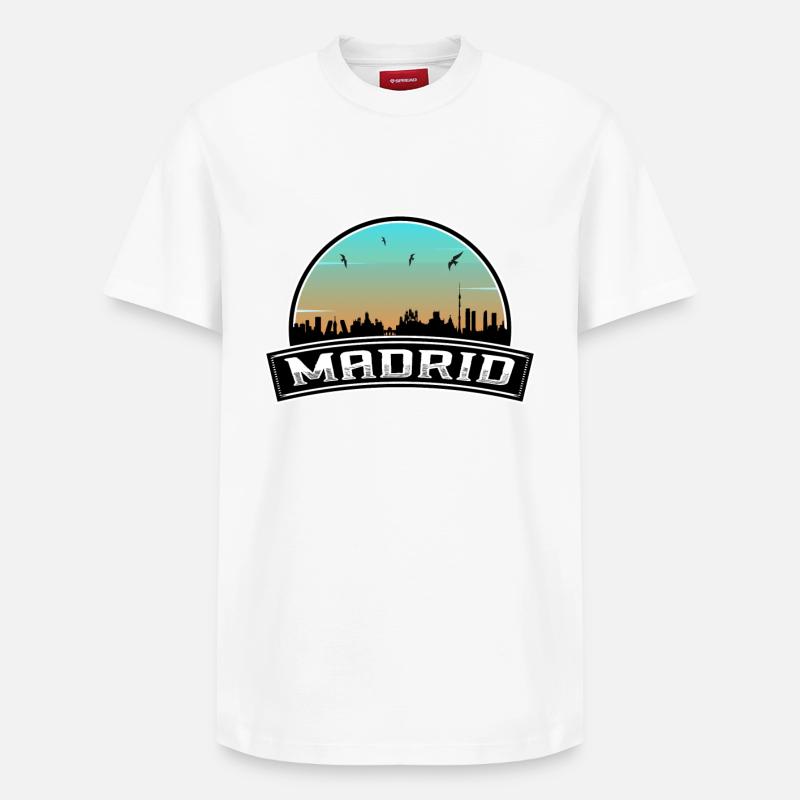 Madrid Spanien Skyline Spanisches Souvenir - Relaxed Unisex Supima Cotton T-Shirt – von SPREAD - Weiß