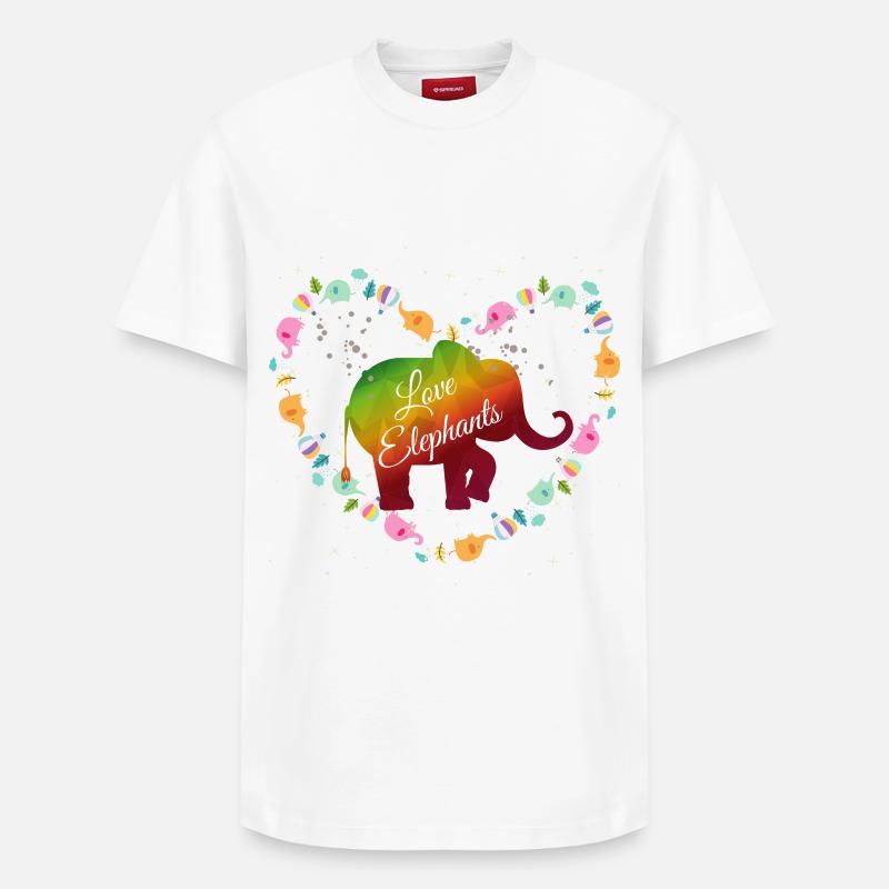 Regenbogen Elefanten Herzdesign - Relaxed Unisex Supima Cotton T-Shirt – von SPREAD - Weiß