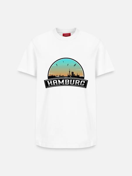 Hamburg Germany Skyline German Souvenir - Relaxed Unisex Supima Cotton T-Shirt – by SPREAD - white