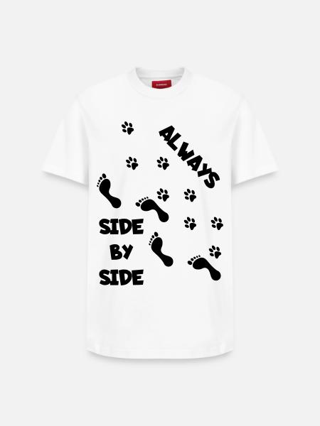 Side by side with dog * - Relaxed Unisex Supima Cotton T-Shirt – by SPREAD - white