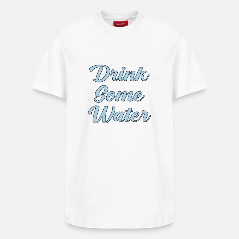 Trink etwas Wasser Skript - Relaxed Unisex Supima Cotton T-Shirt – von SPREAD - Weiß