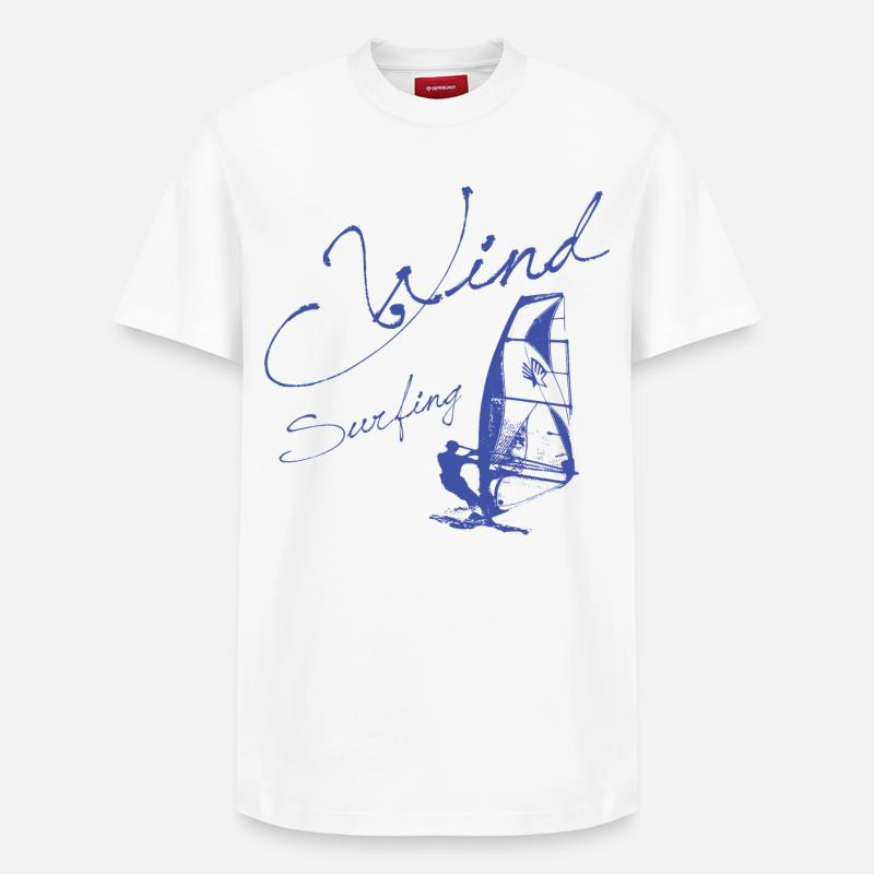 WINDSURFING - Cadeau SURFER WINDSURFER - T-shirt unisexe décontracté en coton Supima – de SPREAD - blanc