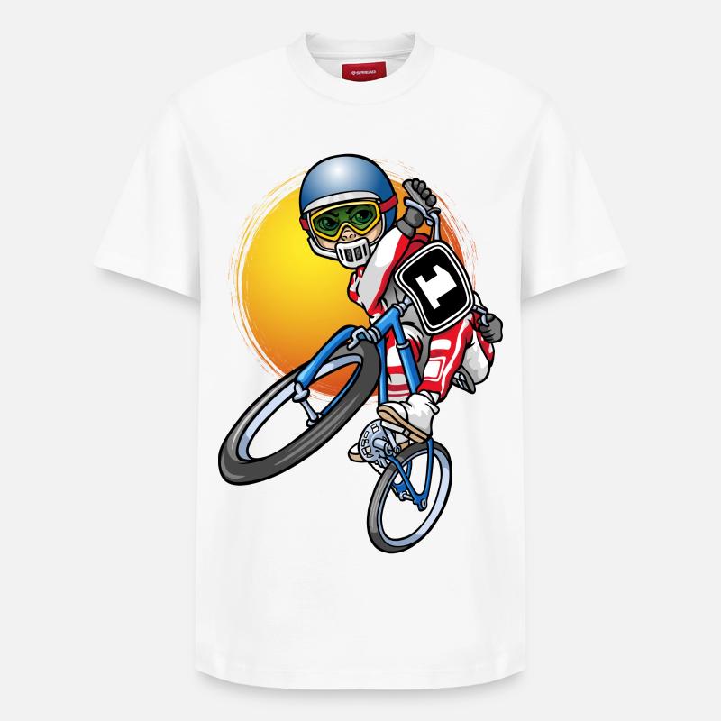 Conducteur de BMX - T-shirt unisexe décontracté en coton Supima – de SPREAD - blanc