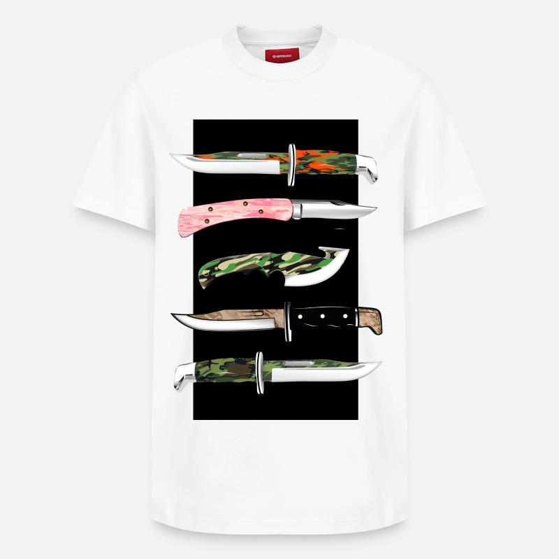 Camouflage Messer - Relaxed Unisex Supima Cotton T-Shirt – von SPREAD - Weiß