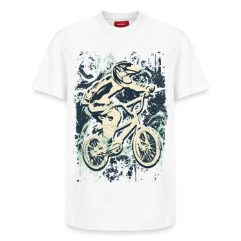 BMX Bike Race | BMX Race | BMX | Gift - Relaxed Unisex Supima Cotton T-Shirt – by SPREAD - white - Front - AI Model Female 172 dark (172cm) & AI Model Male 185 dark (185cm)