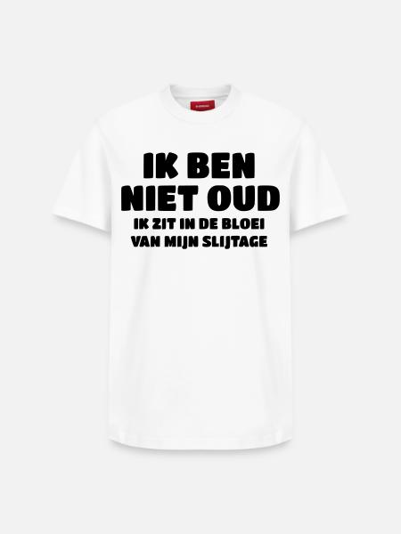 Ikke gammel, jeg er i min bedste alder # - Unisex T-shirt i Supima-bomuld med afslappet pasform – fra SPREAD - hvid