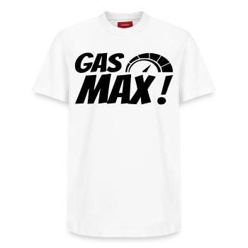 Gas max! Throttle! Make speed! Race * - Relaxed Unisex Supima Cotton T-Shirt – by SPREAD - white - Front - AI Model Female 172 dark (172cm) & AI Model Male 185 dark (185cm)