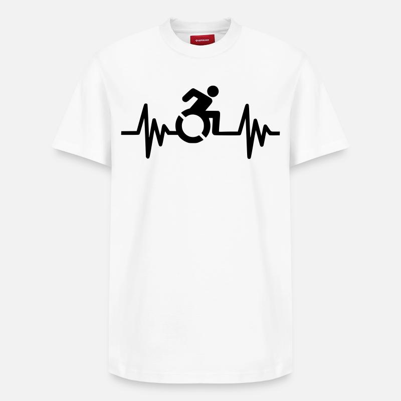 Rollstuhlfahrer mit klopfendem Herzen # - Relaxed Unisex Supima Cotton T-Shirt – von SPREAD - Weiß