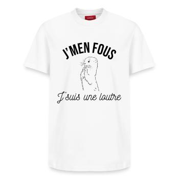 J'men fous j'suis une loutre - T-shirt unisexe décontracté en coton Supima – de SPREAD - blanc - Devant - AI Model Female 172 dark (172cm) & AI Model Male 185 dark (185cm)