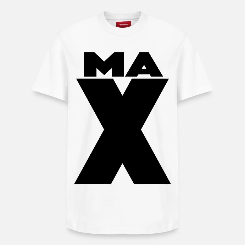 Max X – Minimal Name Design - Relaxed Unisex Supima Cotton T-Shirt – von SPREAD - Weiß