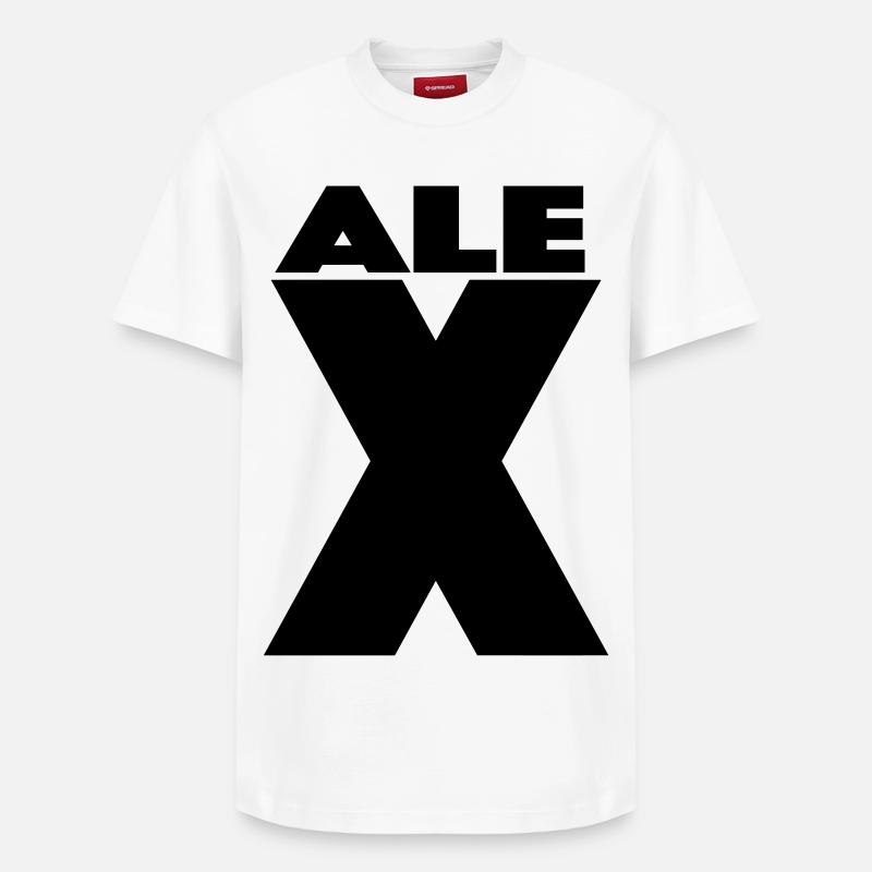 Alex X – Minimal Name Design - Relaxed Unisex Supima Cotton T-Shirt – von SPREAD - Weiß