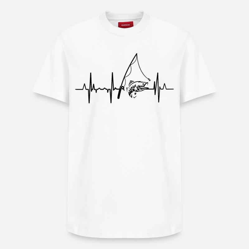 Ligne de cœur de pêche - T-shirt unisexe décontracté en coton Supima – de SPREAD - blanc