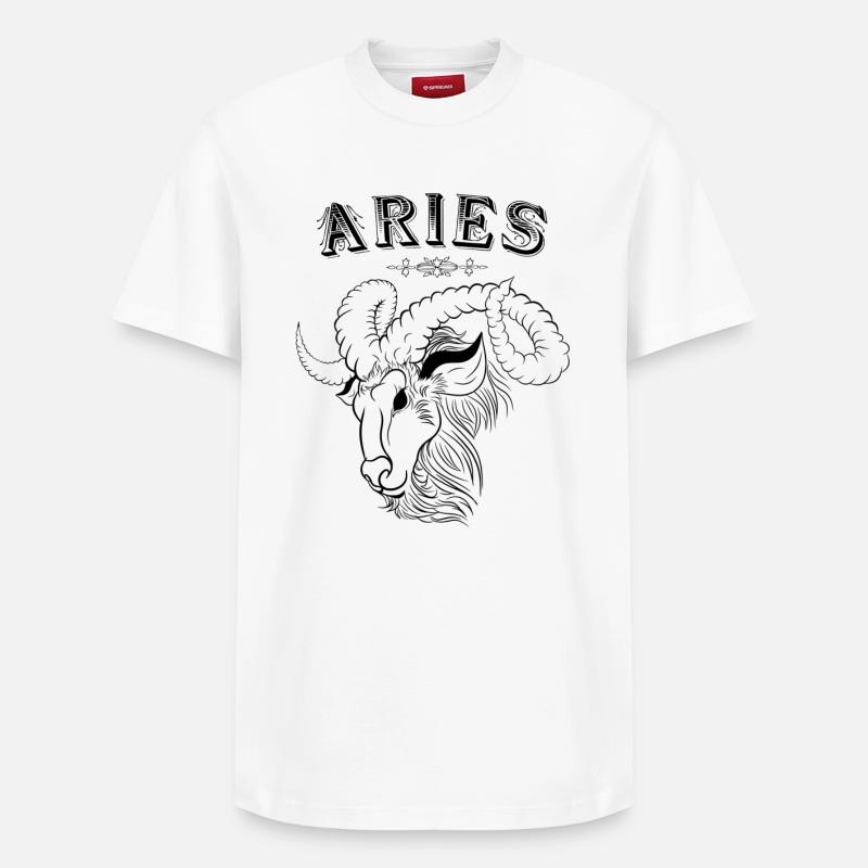 Aries Sternzeichen Widder - Relaxed Unisex Supima Cotton T-Shirt – von SPREAD - Weiß