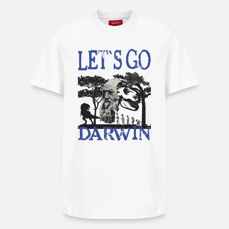 Charles Darwin Evolution textile gift idea - Relaxed Unisex Supima Cotton T-Shirt – by SPREAD - white