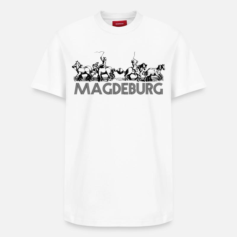 Magdeburg - Guericke Experiment - Relaxed Unisex Supima Cotton T-Shirt – von SPREAD - Weiß