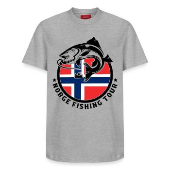 Norway Fishing Fishing Angler - Relaxed Unisex Supima Cotton T-Shirt – by SPREAD - white - Front - AI Model Female 172 dark (172cm) & AI Model Male 185 dark (185cm)