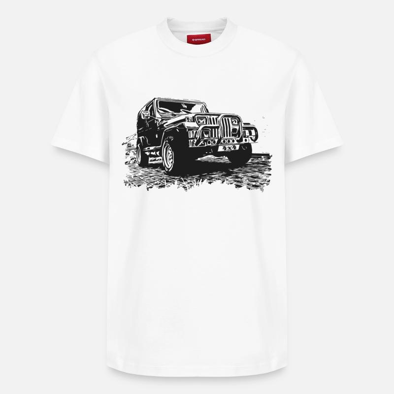 Véhicule tout-terrain 4x4 - T-shirt unisexe décontracté en coton Supima – de SPREAD - blanc