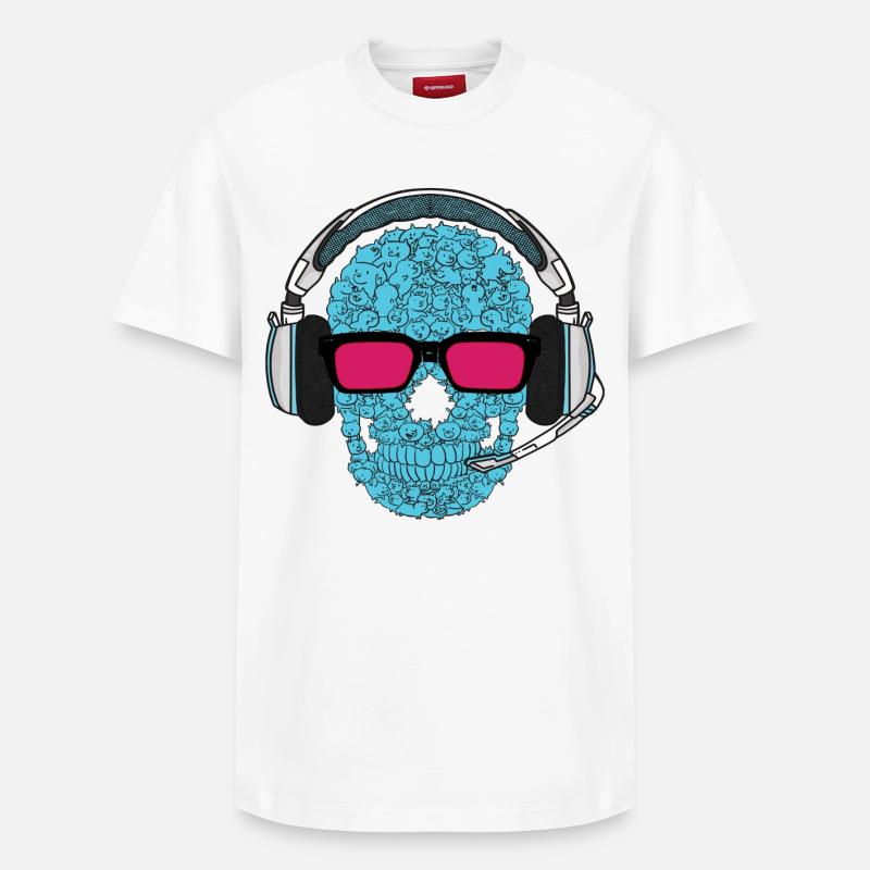 Crâne de musique - T-shirt unisexe décontracté en coton Supima – de SPREAD - blanc