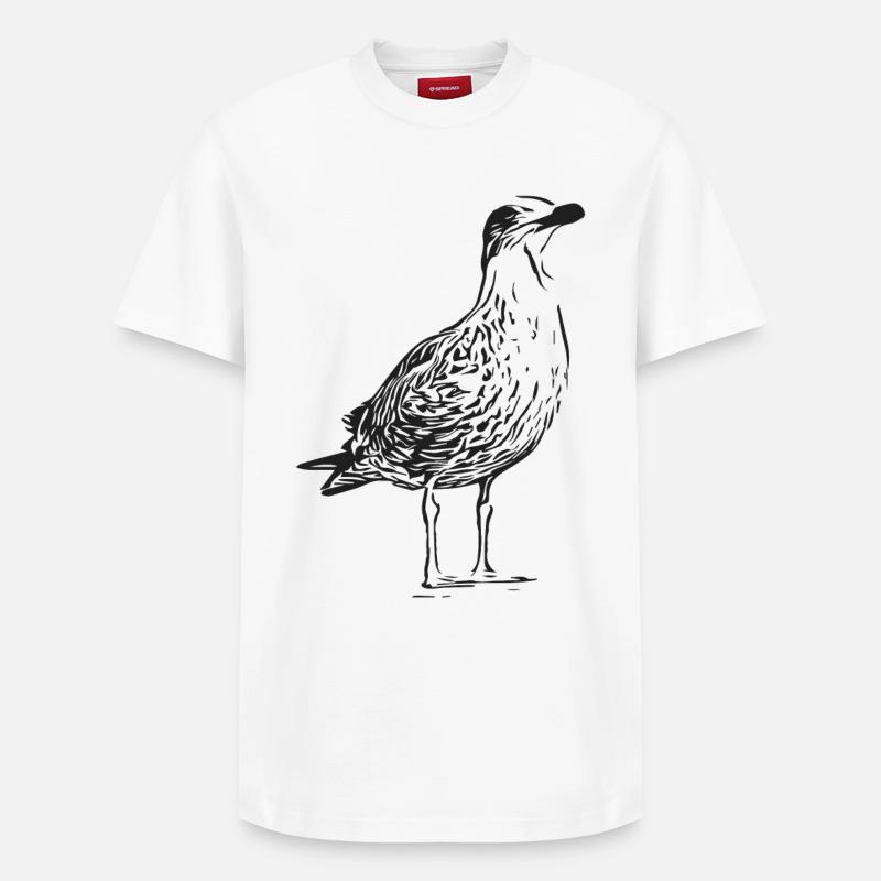 Eine Schöne Möwe - Relaxed Unisex Supima Cotton T-Shirt – von SPREAD - Weiß
