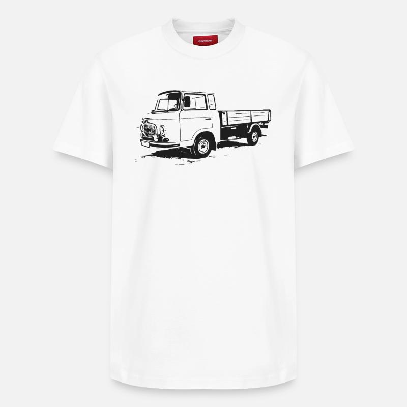 Camion à plateau Barkas - T-shirt unisexe décontracté en coton Supima – de SPREAD - blanc