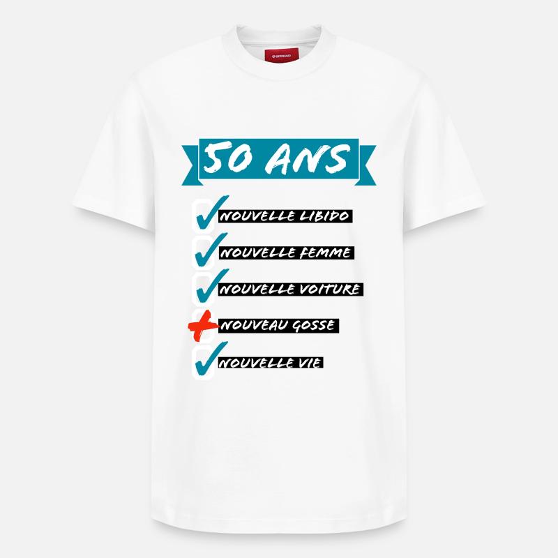 50 ans- Nouvelle libido  - T-shirt unisexe décontracté en coton Supima – de SPREAD - blanc