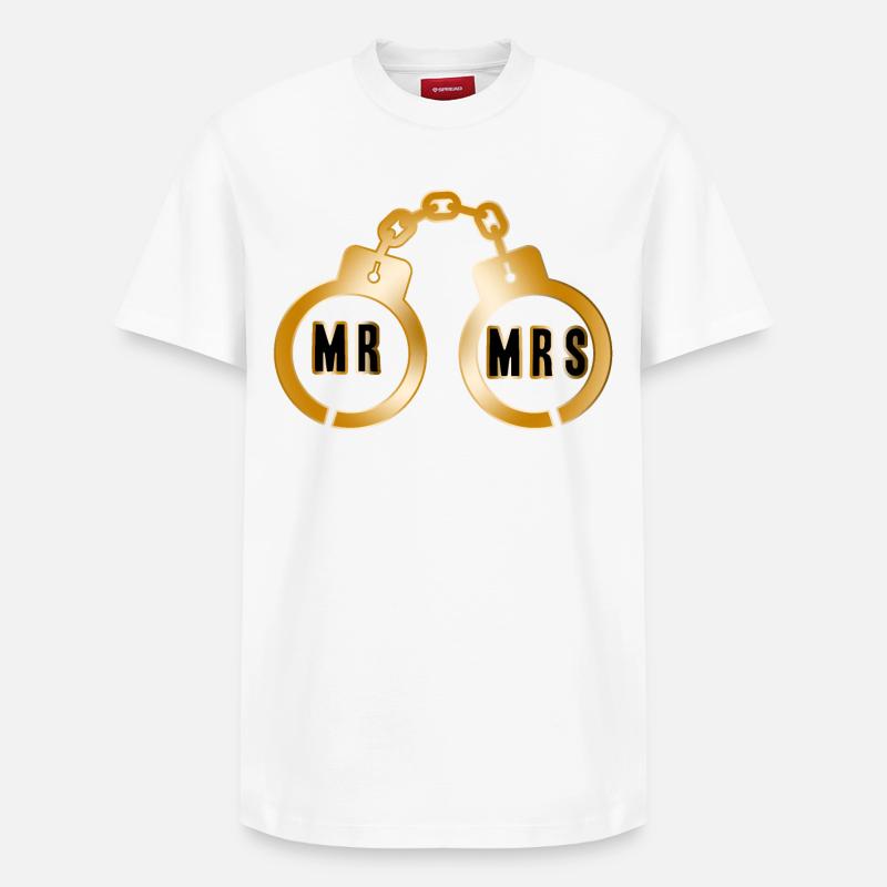 Goldenes Paar Handschellen-Emblem - Relaxed Unisex Supima Cotton T-Shirt – von SPREAD - Weiß