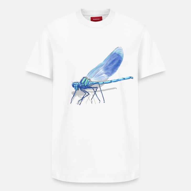 Blue Dragonfly Ember Print - Relaxed Unisex Supima Cotton T-Shirt – von SPREAD - Weiß