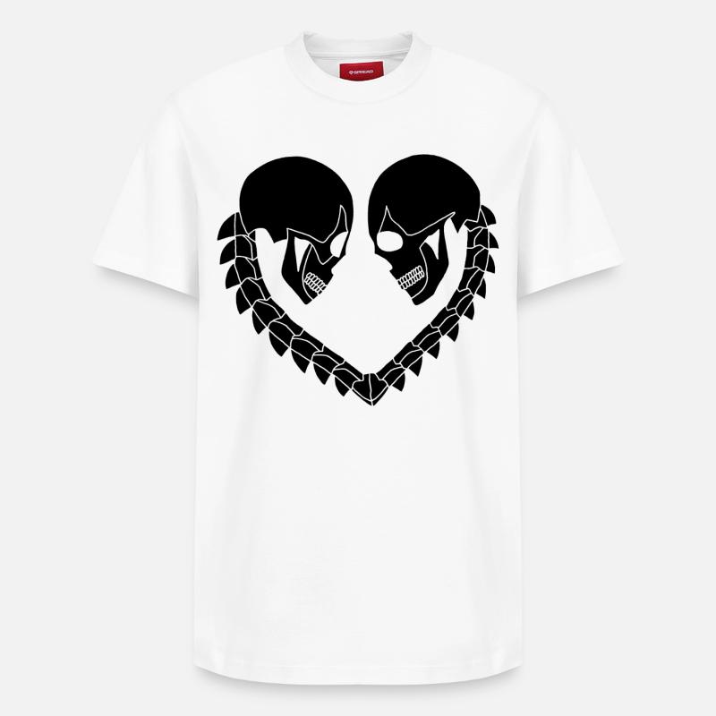Coeur de crânes noir - T-shirt unisexe décontracté en coton Supima – de SPREAD - blanc
