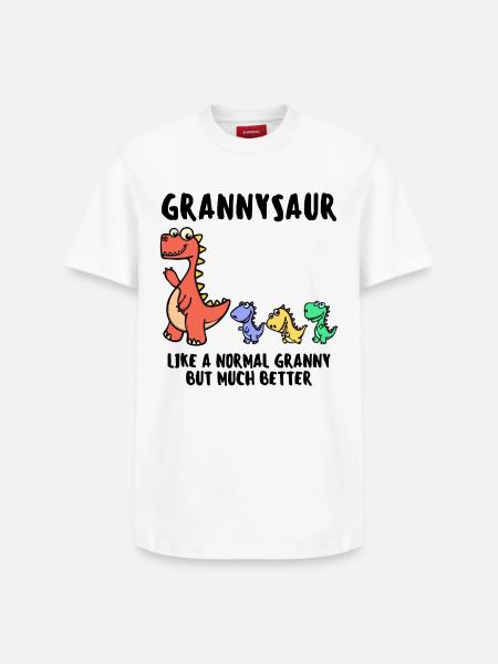 Grandma Grandmother Dinosaur Funny Statement - Relaxed Unisex Supima Cotton T-Shirt – by SPREAD - white