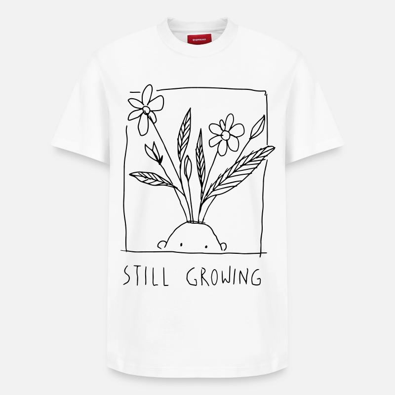 Still Growing - Relaxed Unisex Supima Cotton T-Shirt – von SPREAD - Weiß