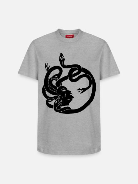 Frau mit Schlangenhaar (schwarz) - Relaxed Unisex Supima Cotton T-Shirt – von SPREAD - Weiß