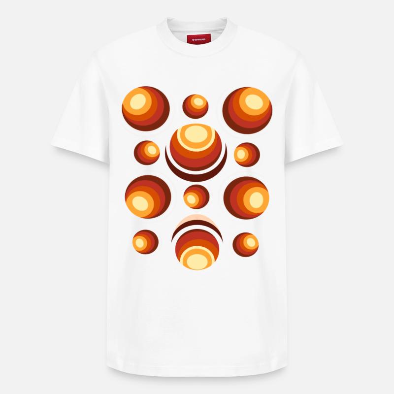 Retro Circle Pattern 70s Crescent - Relaxed Unisex Supima Cotton T-Shirt – by SPREAD - white