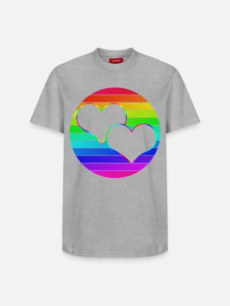 Rainbow 2 cœurs entrelacés - T-shirt unisexe décontracté en coton Supima – de SPREAD - blanc