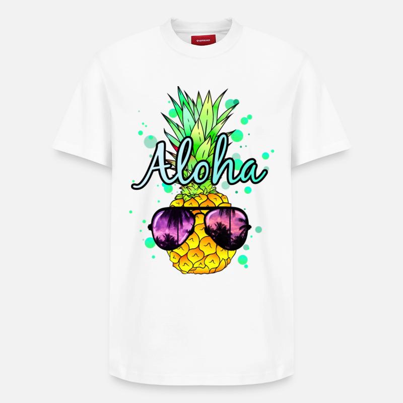 Ananas Aloha - T-shirt unisexe décontracté en coton Supima – de SPREAD - blanc