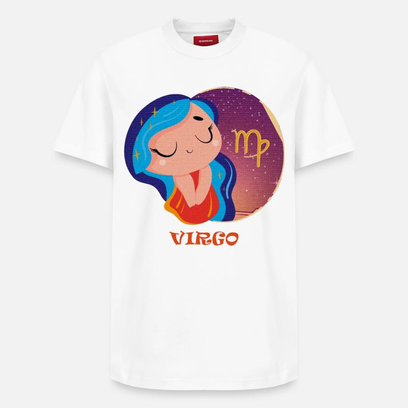 Signe du zodiaque Vierge - T-shirt unisexe décontracté en coton Supima – de SPREAD - blanc