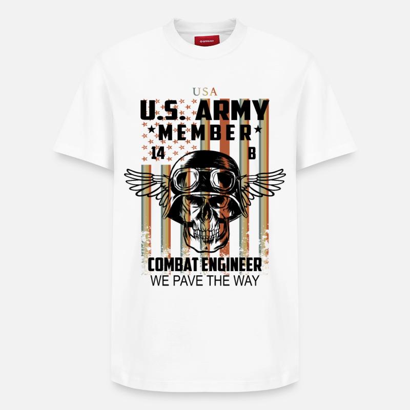 US Army Kampf Techniker - Relaxed Unisex Supima Cotton T-Shirt – von SPREAD - Weiß