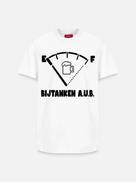 Bijtanken want mijn bier is op! # - T-shirt unisex met relaxed fit van Supima-katoen – van SPREAD - wit