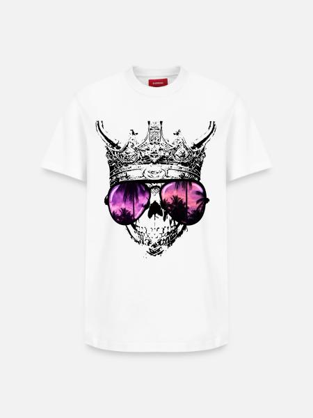 Hipster Skull King - Relaxed Unisex Supima Cotton T-Shirt – by SPREAD - white