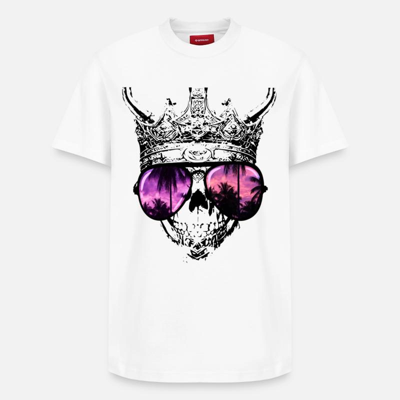 Hipster Skull King - T-shirt unisexe décontracté en coton Supima – de SPREAD - blanc