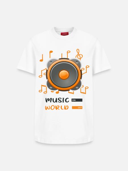 jukebox to world off - Relaxed Unisex Supima Cotton T-Shirt – by SPREAD - white