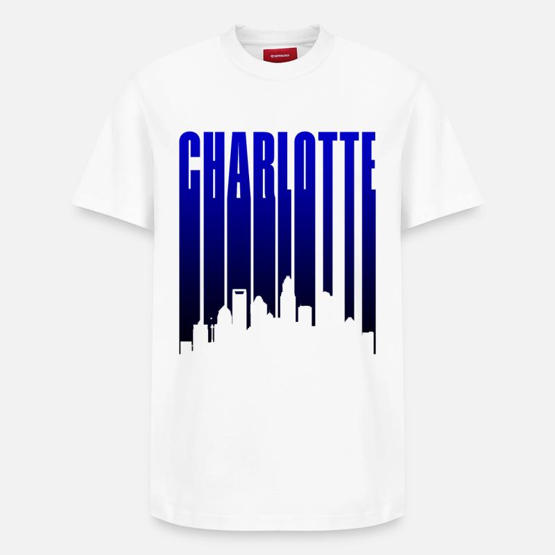 Charlotte Skyline Blau Gradient - Relaxed Unisex Supima Cotton T-Shirt – von SPREAD - Weiß