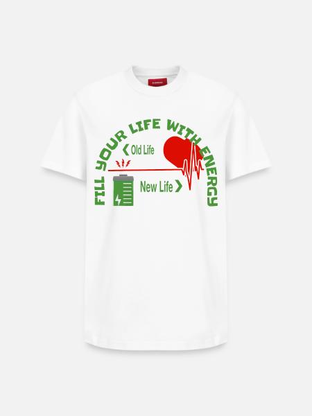 Fill your life with energy - Relaxed Unisex Supima Cotton T-Shirt – by SPREAD - white