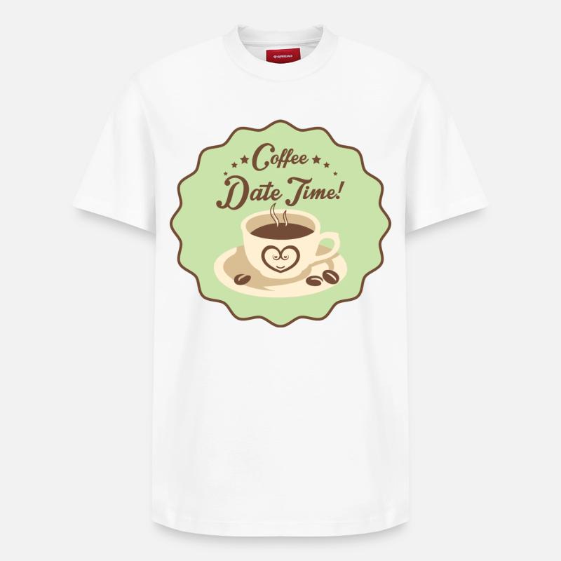 Coffe Date Time - Relaxed Unisex Supima Cotton T-Shirt – by SPREAD - white