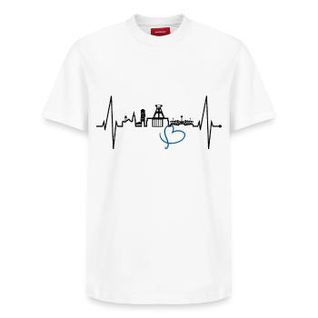 Bochum heartbeat Bochum skyline home Ruhrpott - T-shirt unisexe décontracté en coton Supima – de SPREAD - blanc - Devant - AI Model Female 172 dark (172cm) & AI Model Male 185 dark (185cm)