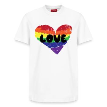 Heart Love Lgbt Relation Dire Homosexuel - T-shirt unisexe décontracté en coton Supima – de SPREAD - blanc - Devant - AI Model Female 172 dark (172cm) & AI Model Male 185 dark (185cm)