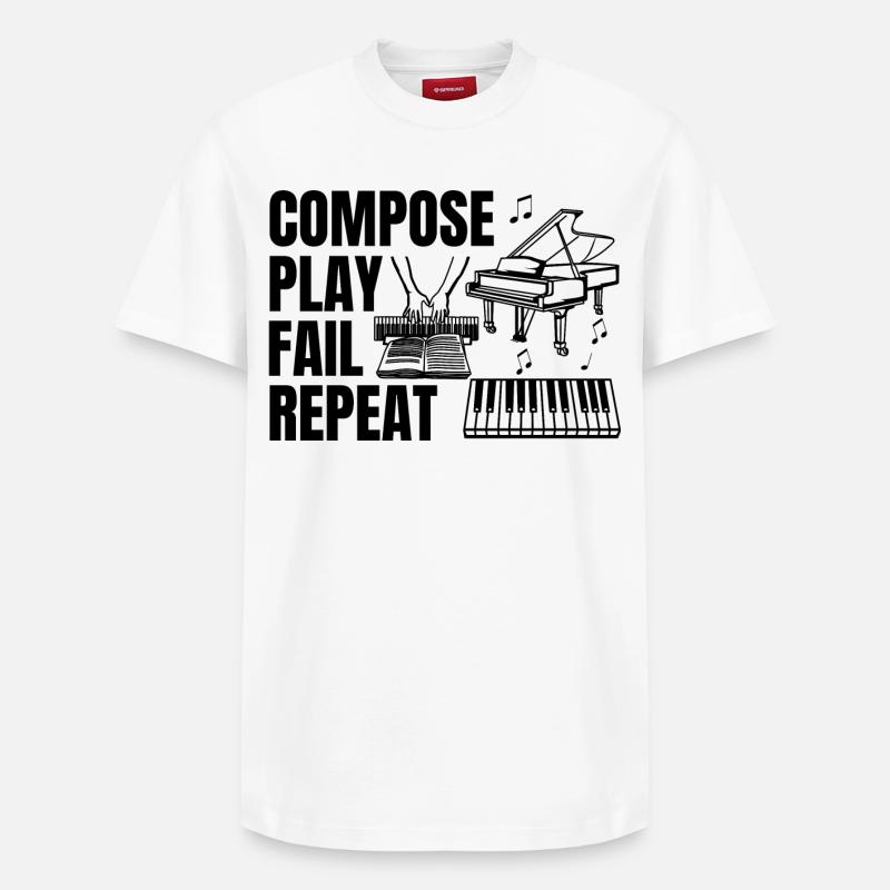 Routine quotidienne du pianiste - T-shirt unisexe décontracté en coton Supima – de SPREAD - blanc