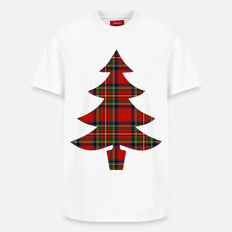 Arbre de Noël en tartan - T-shirt unisexe décontracté en coton Supima – de SPREAD - blanc