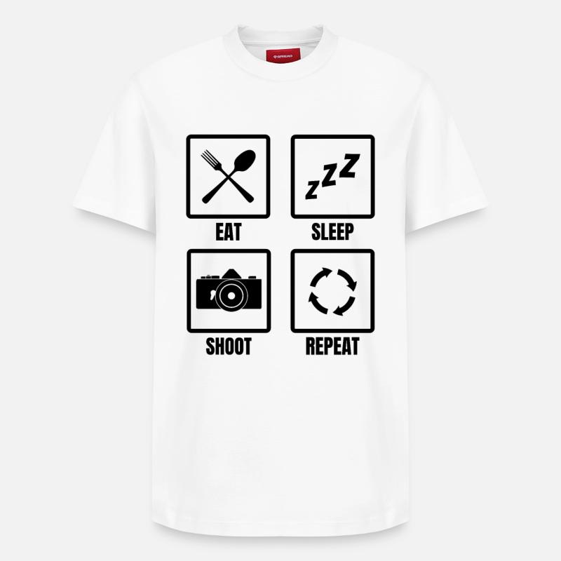 Manger Sommeil Shoot Répéter - T-shirt unisexe décontracté en coton Supima – de SPREAD - blanc