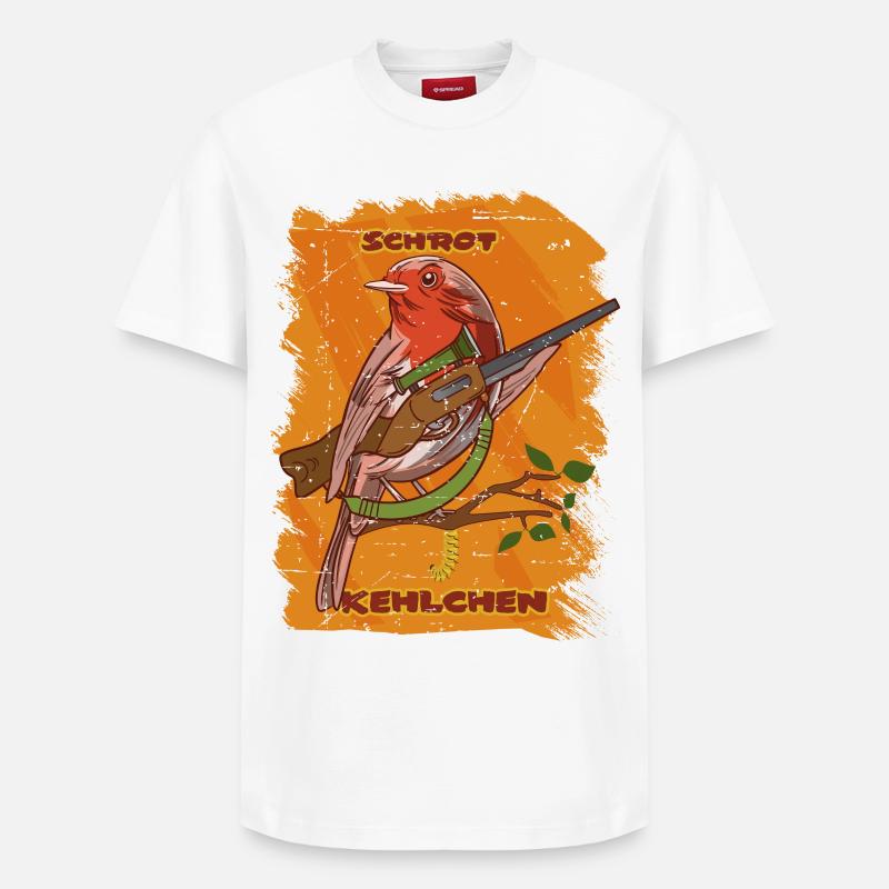 Lustiger Rotkehlchen Vogel - Relaxed Unisex Supima Cotton T-Shirt – von SPREAD - Weiß